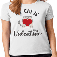 Графика Америка Ден на Свети Валентин Моята котка е моята валентинка забавна Дамска графична тениска