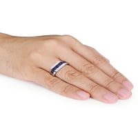 1-Каратов Т. Г. в. син сапфир Сребърен Мъжки пръстен