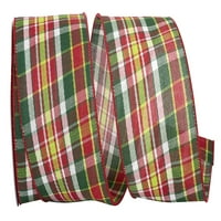 Хартия карирана Кепър Празник Мода кабелен ръб панделка, червено и зелено, 4 в 10-ти, в пакет
