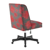 Линон драперия тапицирана въртящ се Офис стол, регулируема височина на седалката, черна основа с червен цветен
