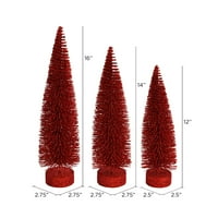 Викерман 12 -14 -16 червен блясък овален Бор изкуствена коледна елха, комплект от 3