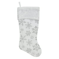 20 бели и сребърни снежинки коледно чорапче