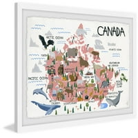 Мармонт Хил Розов Канадски Карта Рамкирани Стена Изкуство