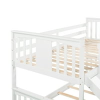 Двуетажно легло с пързалка, АУКФА масивно дърво, двуетажно легло със стълба и висока парапет, двуетажно легло