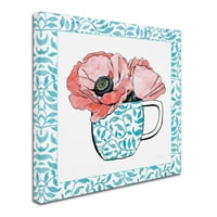 Изящно изкуство-флорална чаена чаша и Лоза граница-платно изкуство от Бет Гроув