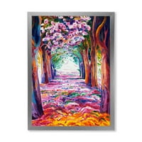 Розов Цъфтеж Цветна Пролет Гора Рамка Живопис Платно Изкуство Печат