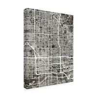 Търговска марка изящно изкуство 'Финии Аризона карта на града черно' платно изкуство от Майкъл Томпсет