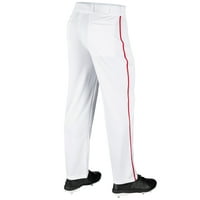 Отворен Долен бейзболен панталон с плитка, възрастен малък, бял с червена плитка