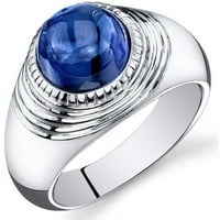 6. КТ кръг създаден син сапфир безел пръстен в Стерлингово Сребро