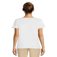 Истинска дамска украсена плетена тениска с къс ръкав, Размери ХС-3ХЛ