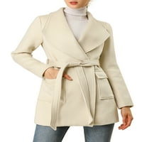Уникални изгодни Дамски шал Яка Ревера колан зимно палто с джобове