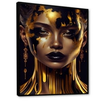 Дизайнарт Чувствен Течно Злато Жена В Плаваща Рамка Стена Изкуство