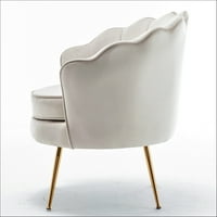 Удобен стол за мебели Кавет 28.3 широк кадифен барел със златни метални крака, слонова кост