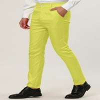 Уникални изгодни Мъжки тънък годни панталони плосък фронт Плътен цвят бизнес панталони
