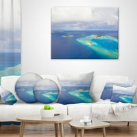 Дизайнарт въздушен изглед на остров Малдиви-модерна възглавница за хвърляне на морски пейзаж - 16х16