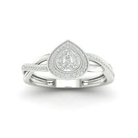 1 4к ТДВ диамант 10к Бяло Злато круша форма клъстер ореол обещание пръстен