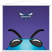 Шарлот Хорнетс-талисман на с. Престън Хюго плакат за стена с магнитна рамка, 22.375 34