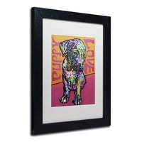 Търговска марка изобразително изкуство 'кученце любов' платно изкуство от Дийн Русо, бял мат, черна рамка