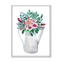 Дизайнарт 'букети от цветя в рустик цъфтящи саксия с горски плодове' традиционна рамка платно стена арт принт
