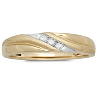 Мъжеâ € ™ с 10к жълто злато наклон пръстен с диамантени акценти - Мъжка Сватбена халка