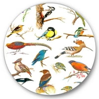 Дизайнарт' витални цветни птици Планкард ' традиционен кръг метал Арт - диск от 36